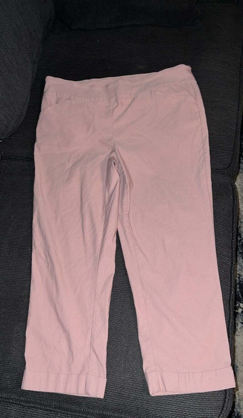 Tribal Pink Women’s Slacks 16W Pink Stretch Waist Capris Summer Light Beach Boat